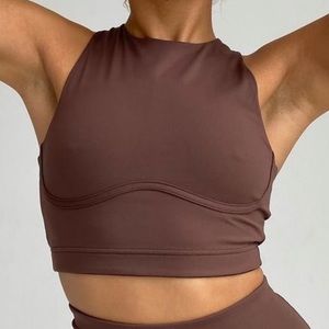 TALA high neck brown crop top